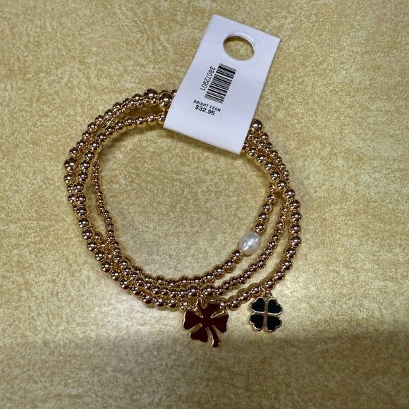 Loft Goldtone Clover Earrings & Bracelet Set - Picture 2 of 5